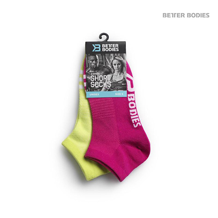 Better Bodies Short Socks 2-pack - Pink/Lime