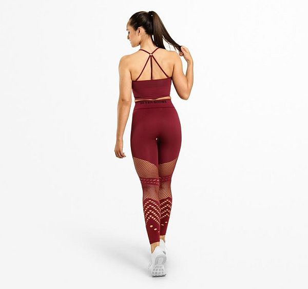 Better Bodies Waverly Tights - Sangria Red Detail 3