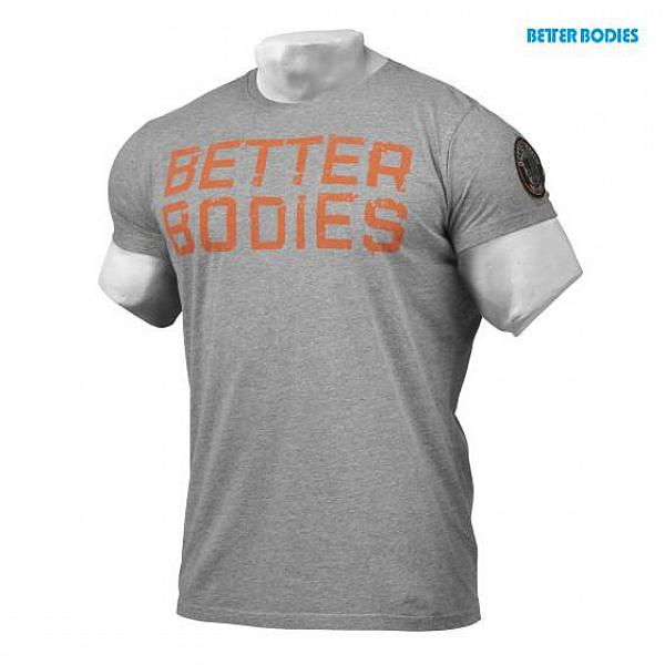 Better Bodies Basic Logo Tee - Dark Grey Melange Detail 1