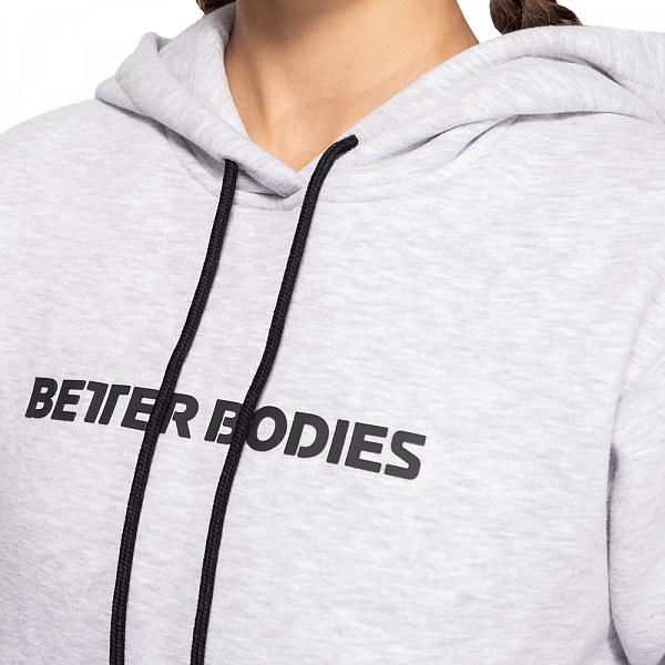 Better Bodies Logo Hoodie - Light Grey Melange (Unisex) Detail 4