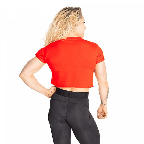 Better Bodies Astoria Cropped Tee - Sunset Red Detail 2
