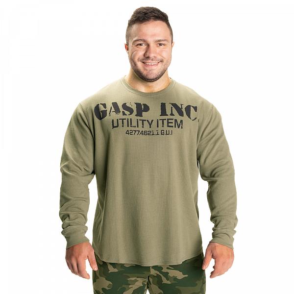 GASP Thermal Gym Sweater - Washed Green Detail 1