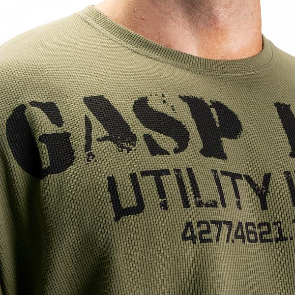 GASP Thermal Gym Sweater - Washed Green Detail 4