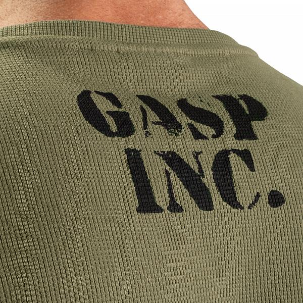 GASP Thermal Gym Sweater - Washed Green Detail 5